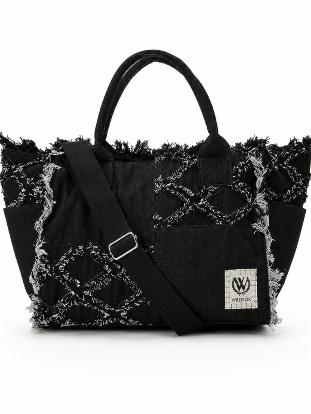Wildfox Black Frayed Patchwork Tote Bag - NWT